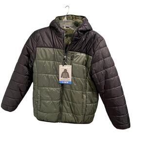 Eddie Bauer Sz Large Hooded Puffer Jacket Full Zip Winter Coat 14/16 Reversible